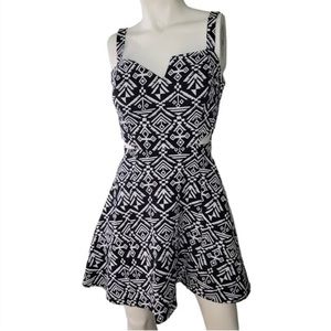 WANT AND NEED, Black and white, cutout fit and flare dress.